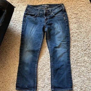 Women’s Silver Aiko kick flare capris jeans sz 26